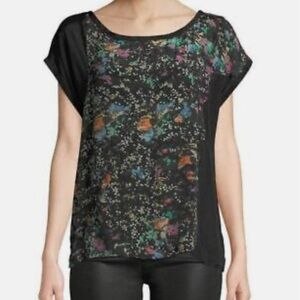 ZADIG & VOLTAIRE TOLEAC PRINT BLACK / FLORAL PRINT WOMENS TOP - S